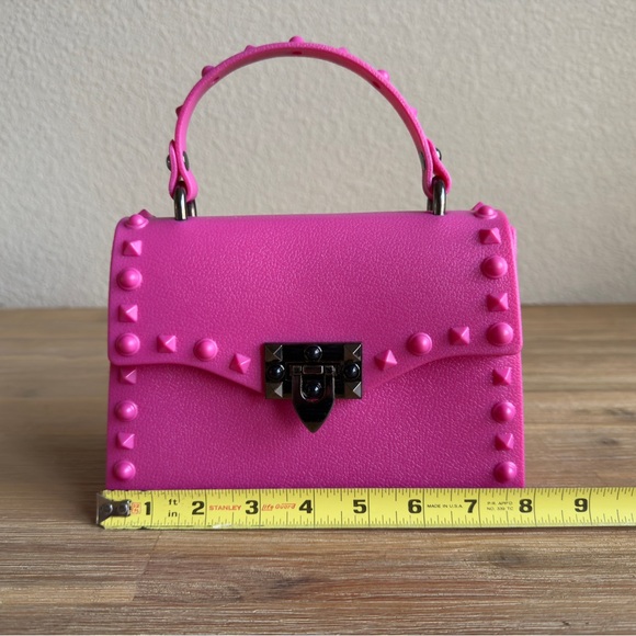 Vibrant Pink Mini Bag with Studded Accents - Picture 8 of 10